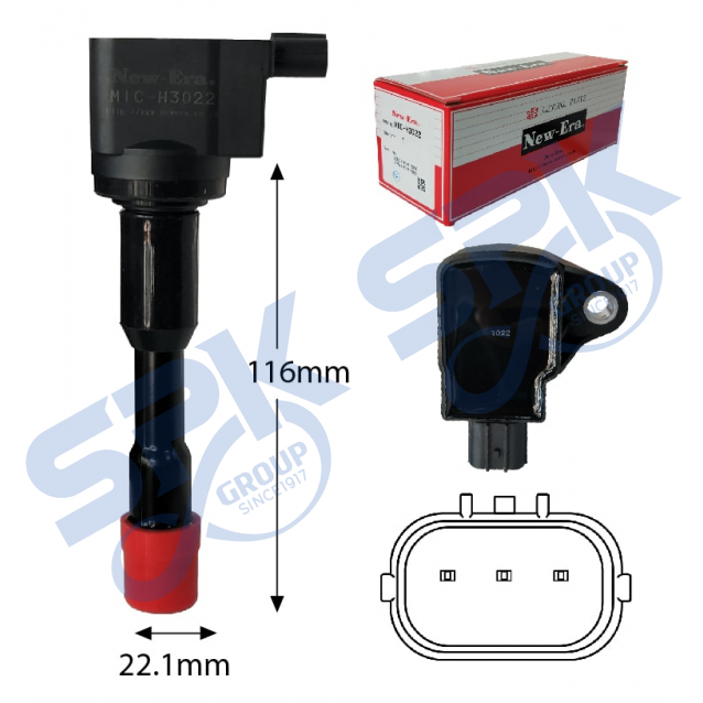 New Era Ignition Coil MIC-H3022 (30521-PWA-003 - Honda Fit, Jazz GD (inside) Civic FD3)