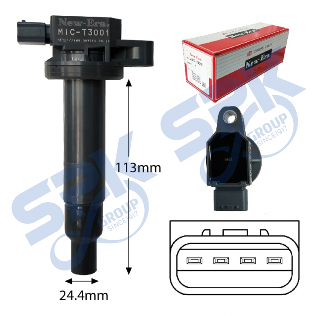 New Era Ignition Coil MIC-T3001 (90919-02265 , 90919-T2007 - Toyota Vios NCP42, NCP93)
