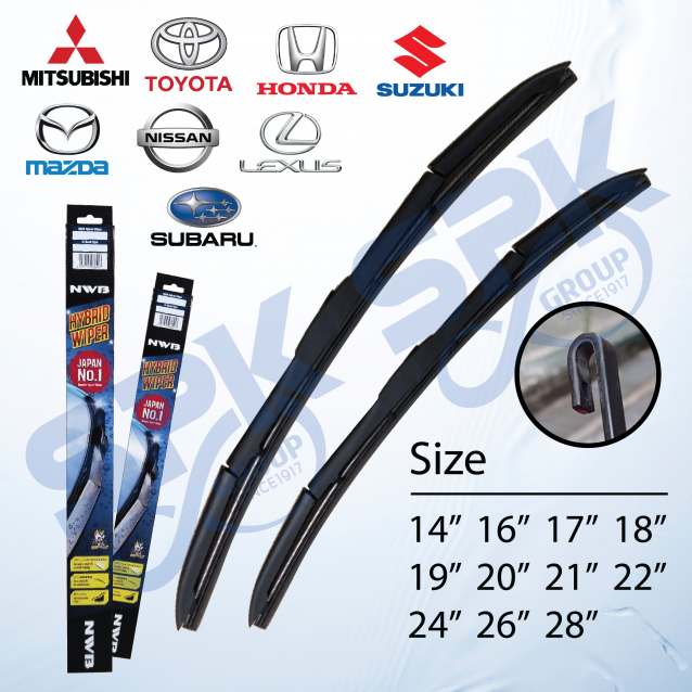 NWB MADE IN JAPAN (NS) Hybrid Car Wiper Blade 14-28 Inch Japan & Korean Car Hook Type