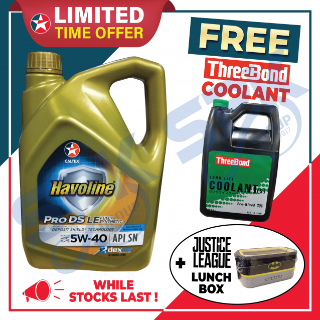 [PROMO] Caltex Havoline 5W40 (4L) 500002LPL Pro DS Fully Synthetic API SN + FREE THREEBOND COOLANT